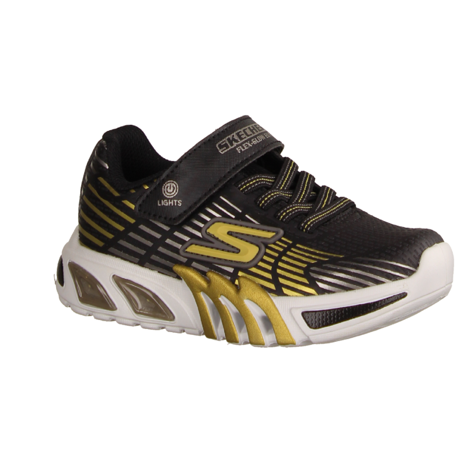 Skechers Flex-Glow Elite 400135L, Sneaker, Jungs, Synthetik, Black/Gold, NEU -